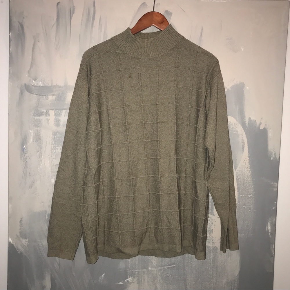 Liz Claiborne Beige Tan Sweater Grid-Textured Sz L